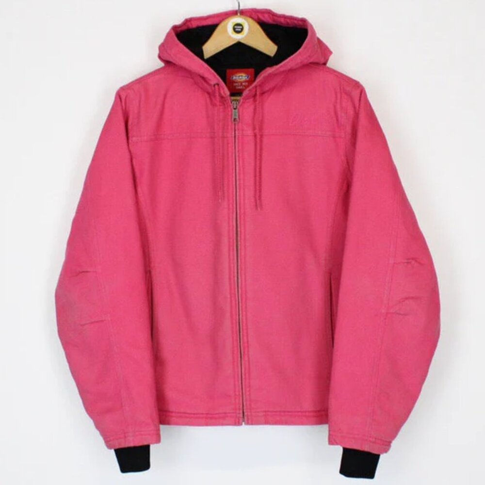 Dickies Coat Women’s Extra Small Canvas Lined Hooded Jacket Pink Workwear